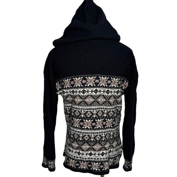 Vintage 90s Skyr 100% wool fair Isle Nordic hooded 1/4 zip sweater size medium M - Picture 3 of 4